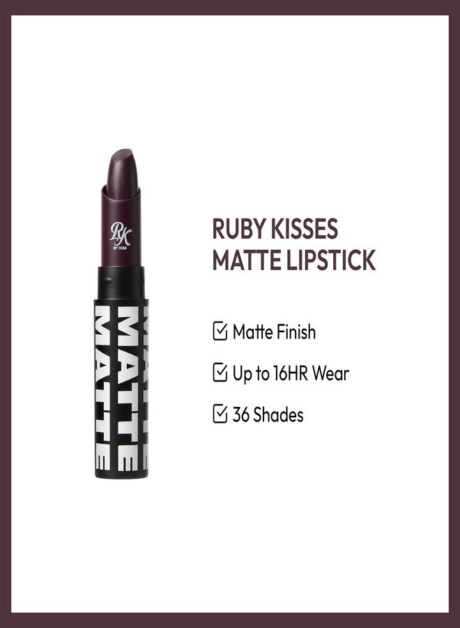 Ruby Kisses Lipstick, Matte Finish, Long-Lasting, Highly Pigmented, Smooth Apply, Full Coverage Lip Color Makeup (Blackberry) - Image 3